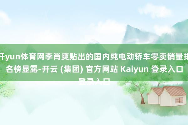 开yun体育网李肖爽贴出的国内纯电动轿车零卖销量排名榜显露-开云 (集团) 官方网站 Kaiyun 登录入口
