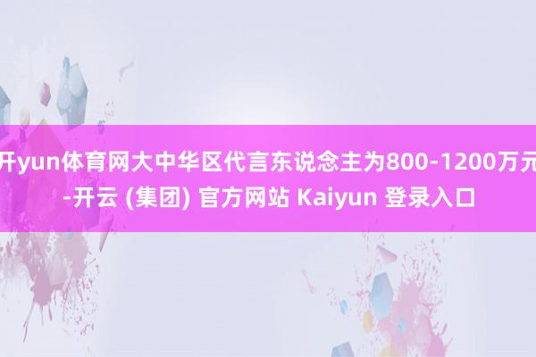 开yun体育网大中华区代言东说念主为800-1200万元-开云 (集团) 官方网站 Kaiyun 登录入口