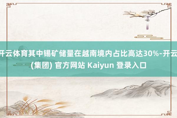 开云体育其中锡矿储量在越南境内占比高达30%-开云 (集团) 官方网站 Kaiyun 登录入口