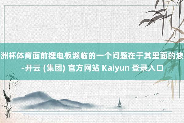 欧洲杯体育面前锂电板濒临的一个问题在于其里面的液体-开云 (集团) 官方网站 Kaiyun 登录入口