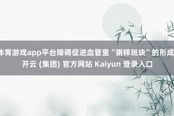 体育游戏app平台障碍促进血管里“粥样斑块”的形成-开云 (集团) 官方网站 Kaiyun 登录入口